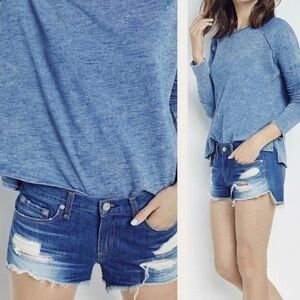 Rag & Bone Long Sleeve Top Heather Denim Look Blue size Small